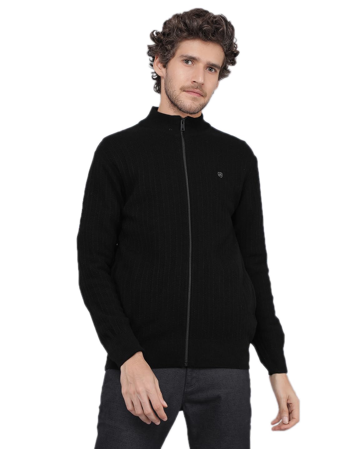 Men's Black Jacquard Sweater-image-37