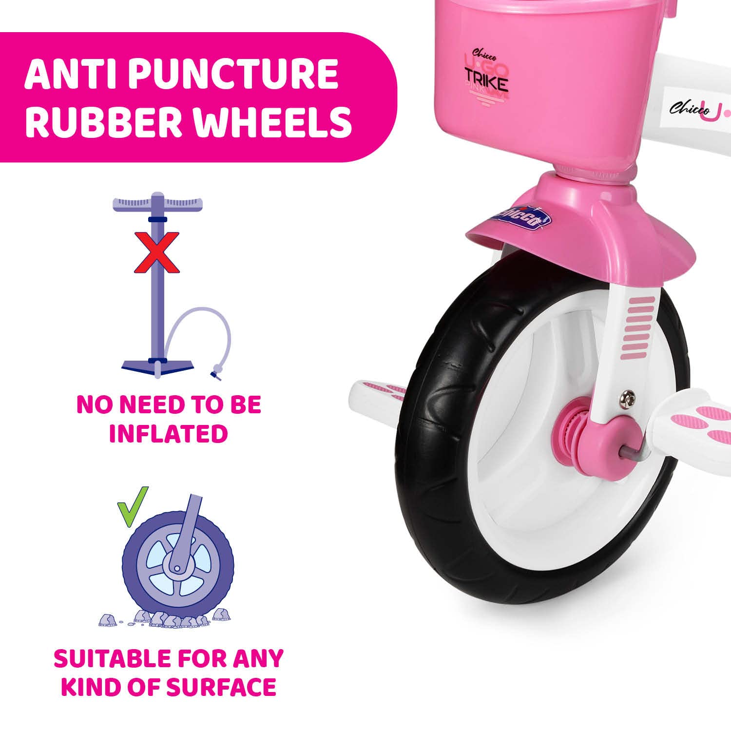 Chicco Triciclo Bambini U-Go 2in1, Triciclo Bimba e Bimbo con Maniglione ad Altezza Regolabile, Cinture di Sicurezza e Cestello Portaoggetti, Max 20 kg - Giochi per Bambini 18 Mesi - 5 Anni