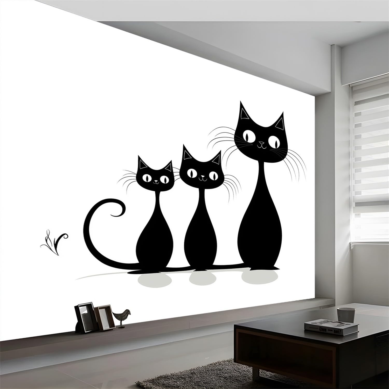 Papier Peint Panoramique Animal de Bande Dessinée Chat, Poster Fresque Murale Animaux de Bande Dessinée, Poster Mural pour Salon, Chambre d’Enfants ou Restaurant, 400 x 280 cm Décoration Fresque