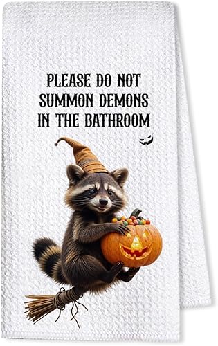 Miniatura 9 de Divertidas y espeluznantes toallas de mano de Halloween para baño, 1 toalla de cocina decoración de calavera, toallas decorativas góticas