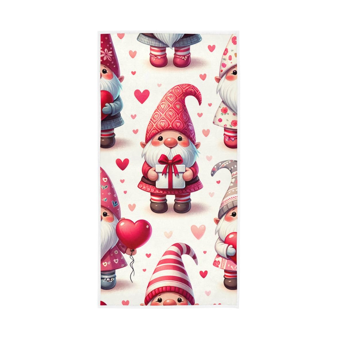 LSRCPD Valentine's Day Gnomes Hearts Hand Towels Bathroom, Hand Towels for Bathroom, Shower, Hotel, Spa 15 x 30 Inches