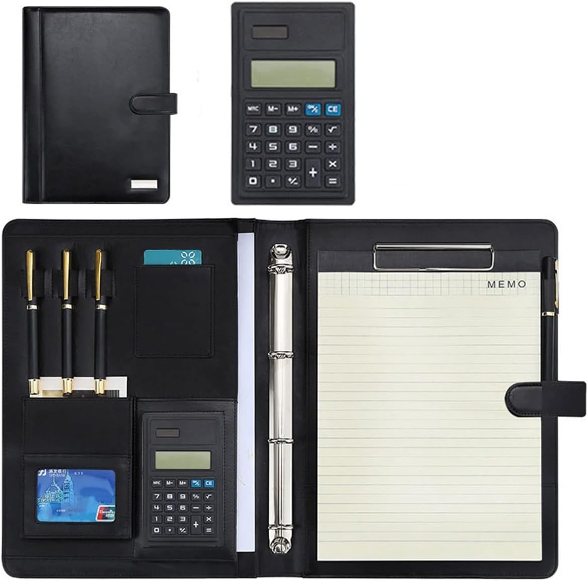 VHJdtE Folder, Folder 4 Ring Binder Business Organizer for Interview Conference and Presentation