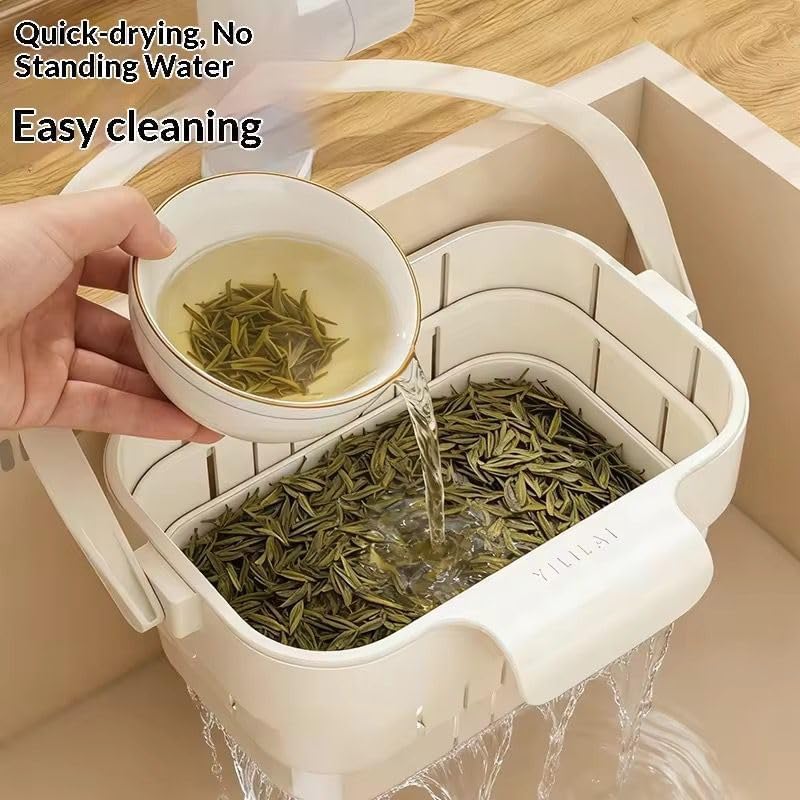 Image of Kitchen Sink Drain Basket Anti-Slip Hanging Design, Green, for Washing Fruits, Vegetables, and Noodles, Waste Drain Filter,Draining for Kitchen