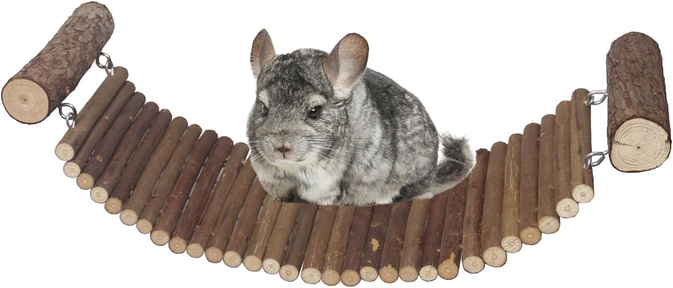 Chinchilla Wooden Ladder Bridge Platform Toy, Suspension Bridge, Small Animal Climbing Toys for Hamsters Sugar Glider Squirrel Gerbils Rat and Other Small Animals
