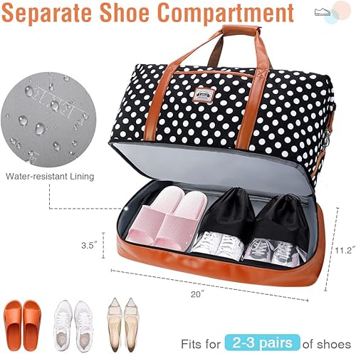Miniatura 2 de Lekebobor Bolsa de fin de semana para mujer, bolsa de fin de semana para viajes con zapatos, compartimentos para zapatos, neceser, bolsa de viaje,