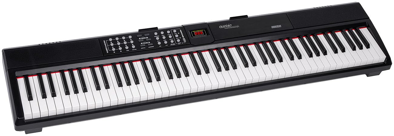 auvisio Klavier: E-Piano mit 88 Hammermechanik-Tasten + Ständer (MIDI Keyboard, MIDI Keyboard 88, Stativ)