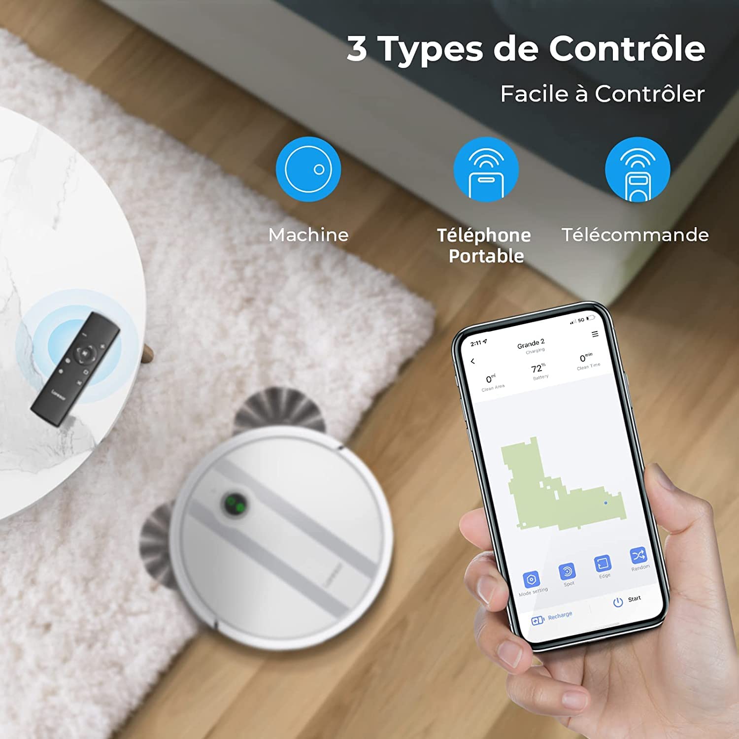 Laresar Robot Vacuum Cleaner - Large Capacity - Wiping Function