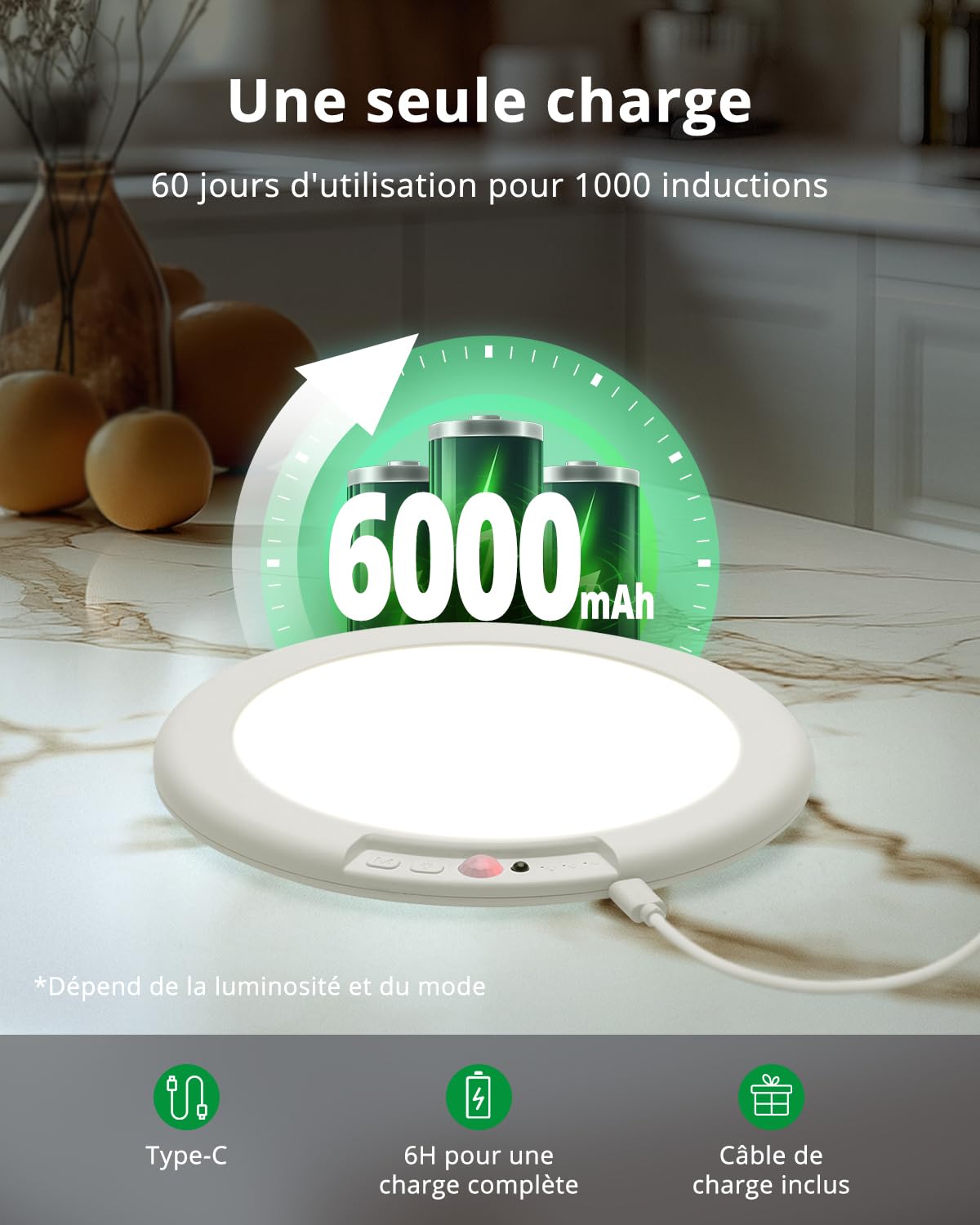 Bojim 85 Jours d'Autonomie Plafonnier LED sans Fil Garage Detecteur de Mouvement, IP44 Lumiere Rechargeable Bathroom Lampe sans Electricite Blanc Chaud Neutre Froid avec Telecommande