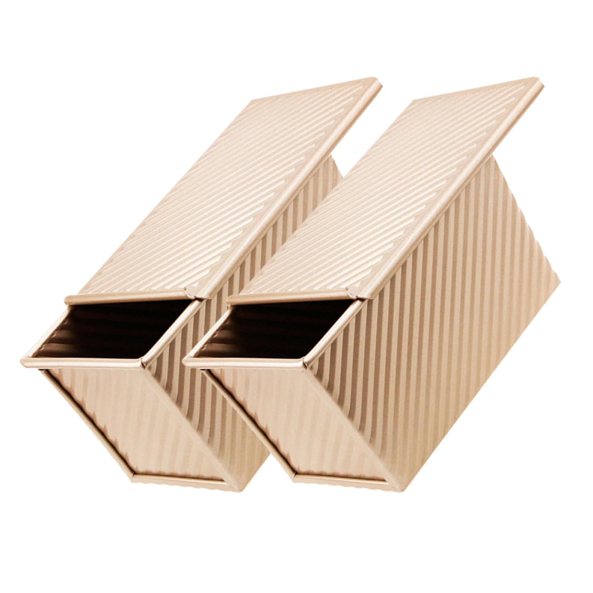 Alipis 2 Stück Toastbackform mit Deckel, 450g, Kohlenstoffstahl, Gold | Antihaft Beschichtung, Wiederverwendbar und Leicht zu Reinigen, für Küche und Heimbacken