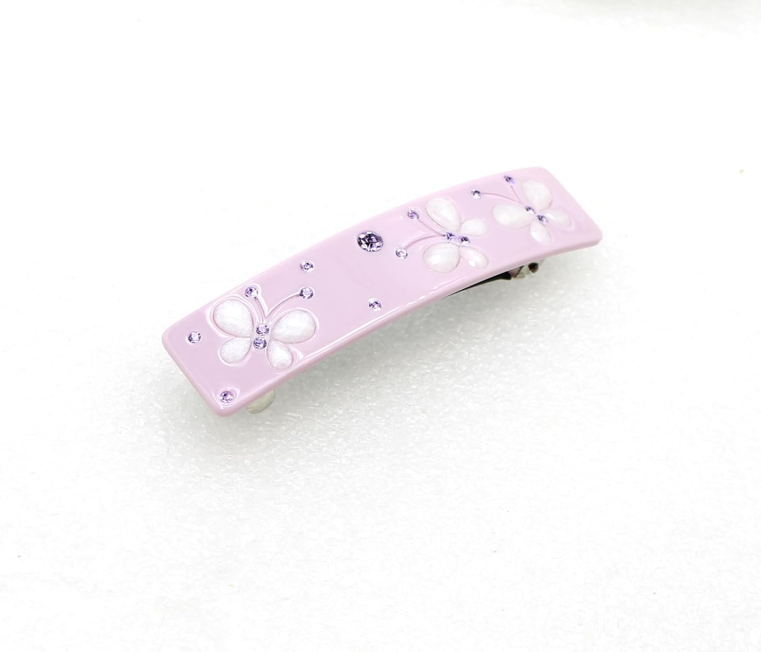Faship ライトパープル バイオレット ラインストーン クリスタル セルロース アセテート バタフライ アールデコ ヘアバレッタ
