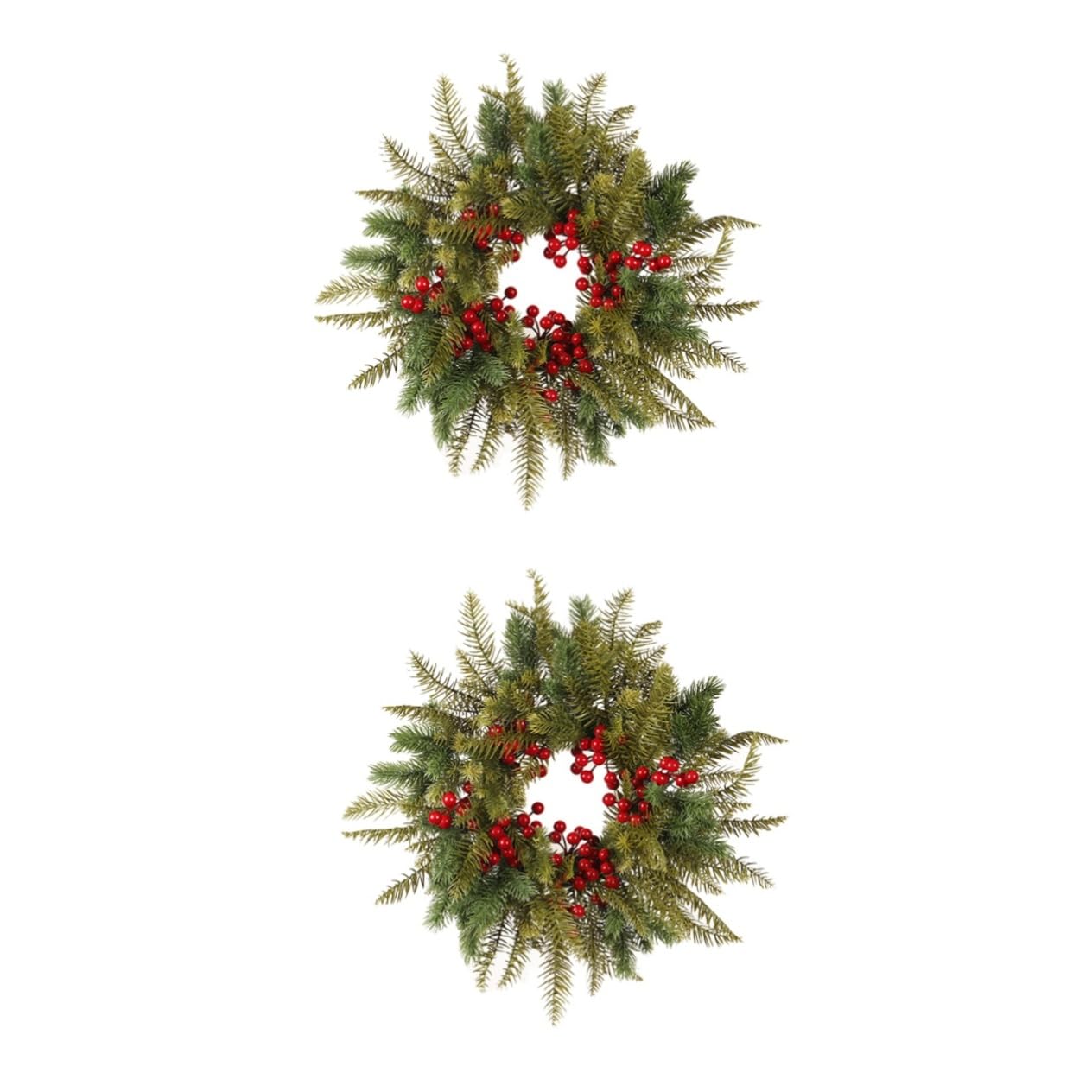 Cabilock 2 Piezas de Navidad Planta de Navidad Guirnalda Decoración navideña Coronas navideñas Christmas Garland de Frutos Rojos Colgante de Anillo de plástico Green