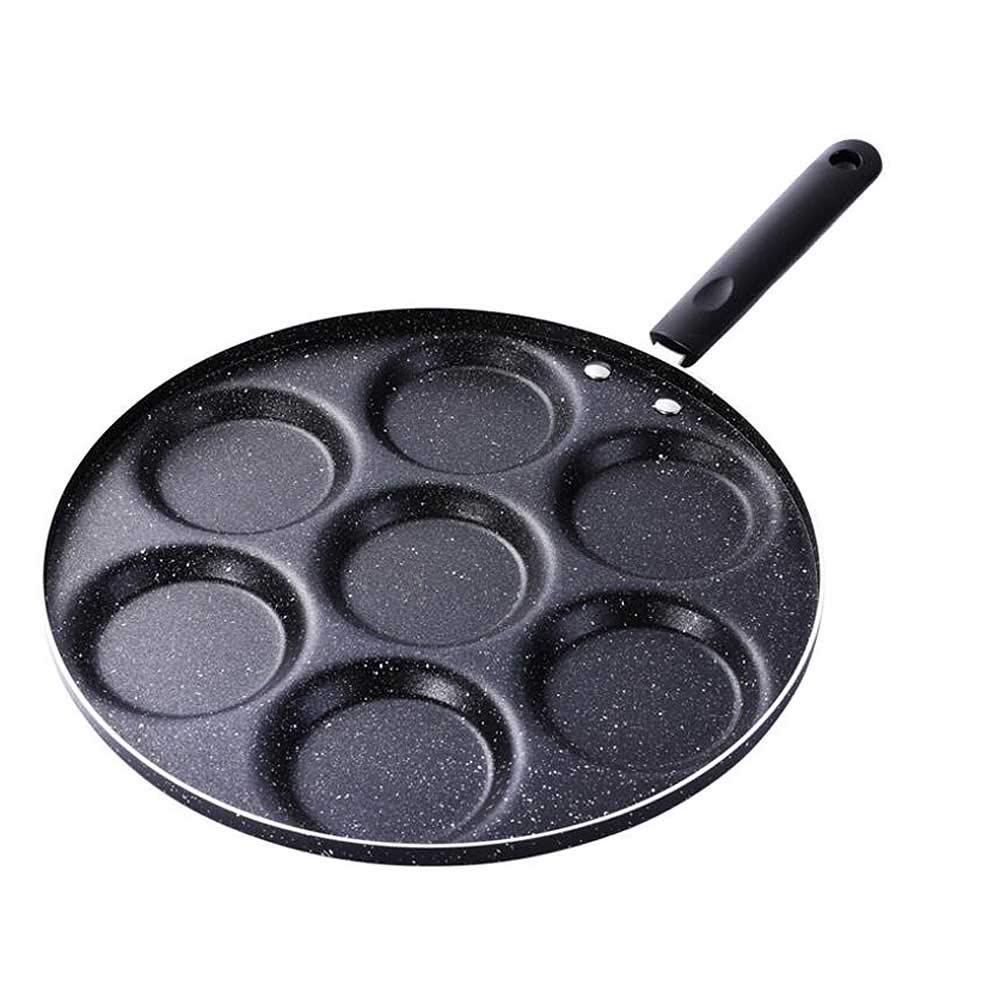 CANDeal Aluminiowa patelnia z 7 miseczkami do smażenia jajek nieprzywierająca szwedzkie naleśniki, plett, krepa, patelnia do smażenia na wiele jajek