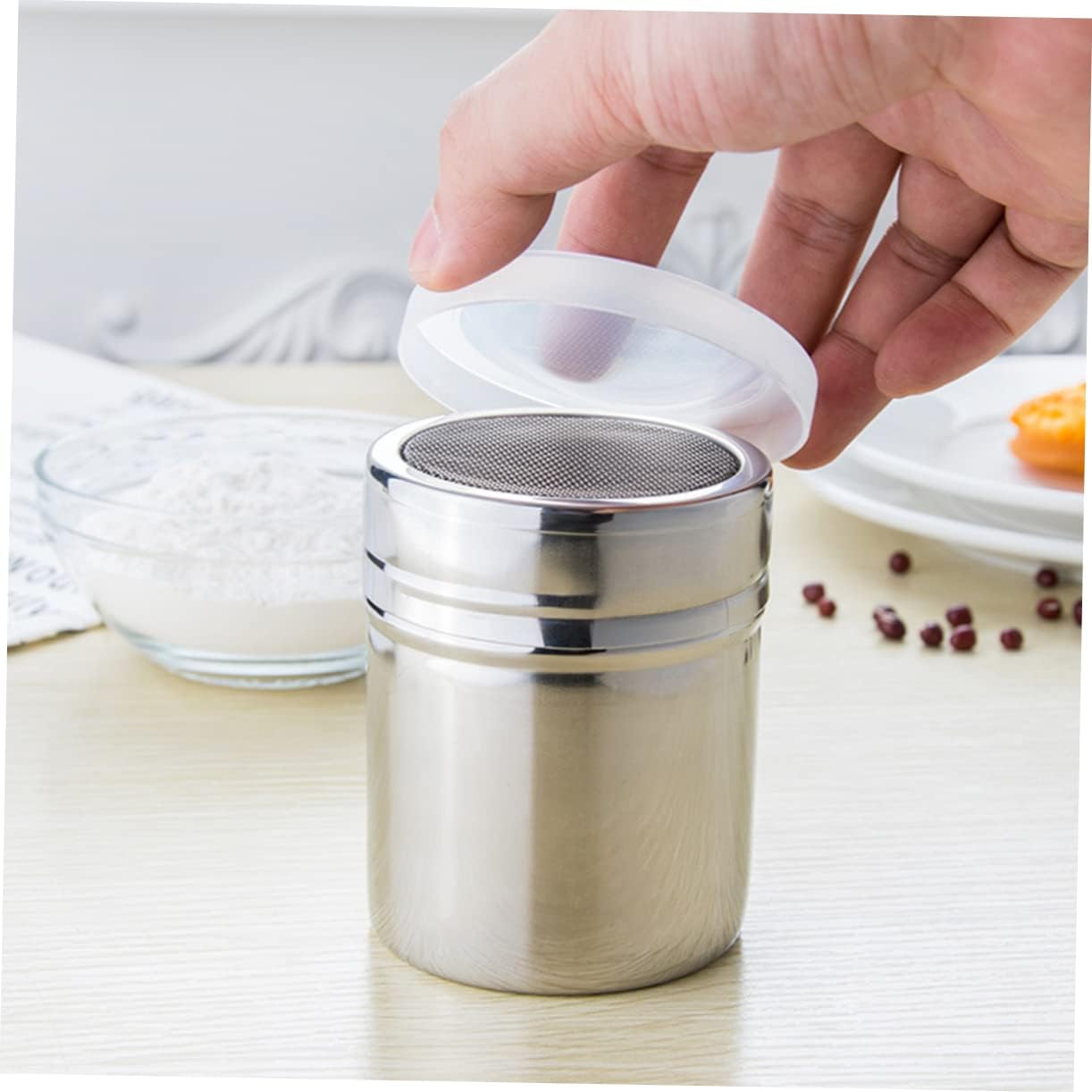 Stainless Steel Sugar Shaker Pepper Shaker for Baking Kitchen Size L