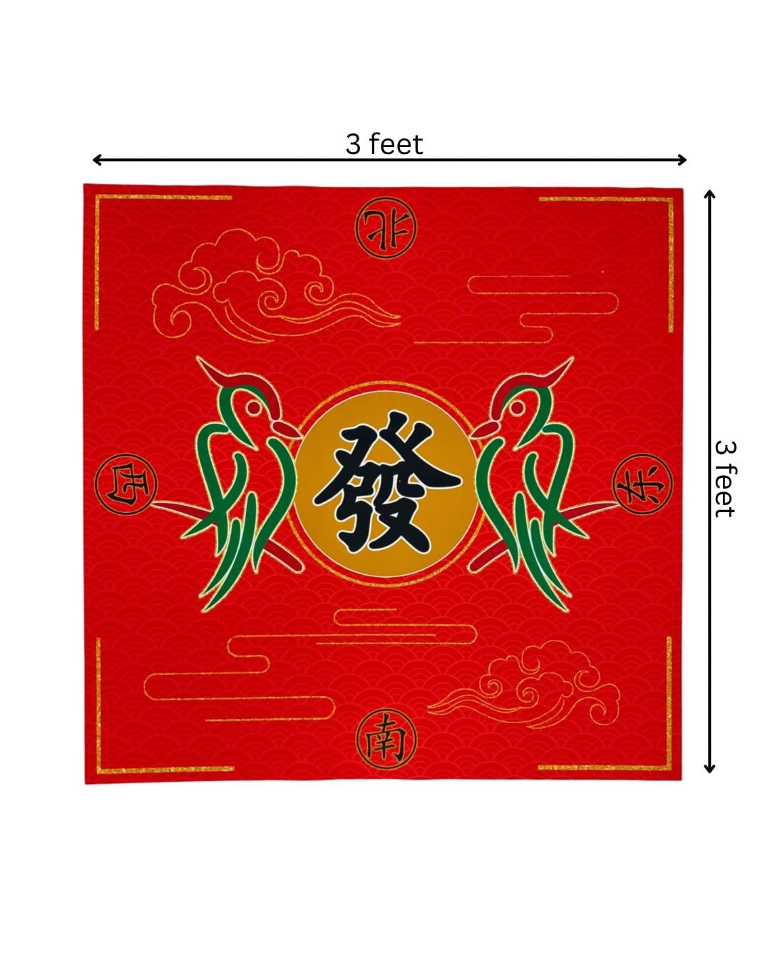 POK3R STUFF INDIA Mahjong Mat M3 | 36 x 36 Inch Velvet Mahjong Game Mat with Anti-Slip Rubber Base | Noise Reducing Table Mat for Mahjong & Board Games (Red)