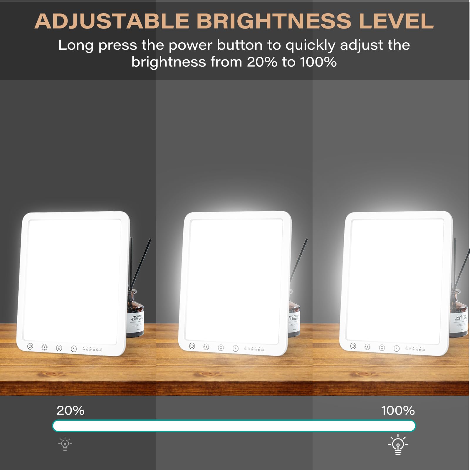 Aicharynic Tageslichtlampe 15000 Lux, UV-freie LED Lichttherapielampe mit 3 Farbtemperaturen, 10 Helligkeitsstufen und 6 Timer, Touch-Control Sonnenlicht Lampe Vollspektrumlampe mit Memory-Funktion