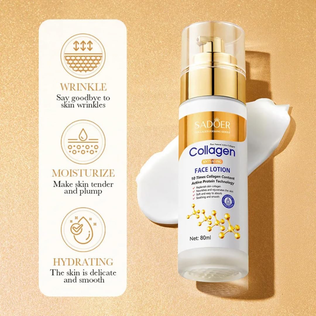 Sadoer Collagen Anti Aging Face Lotion with 10 Times More Collagen Content Active Protein Technology - 80ml - Image 2