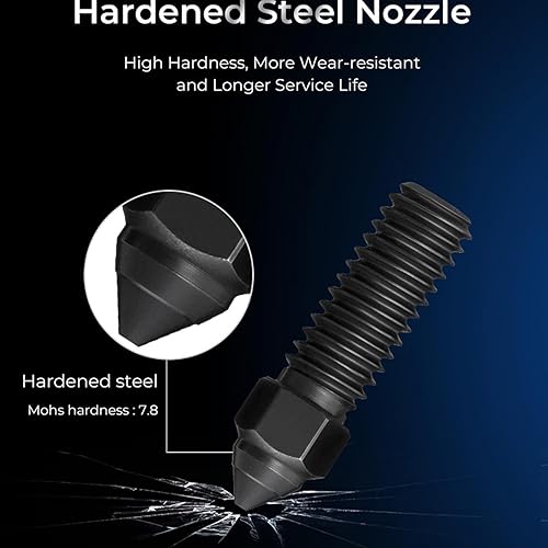 Miniatura 6 de Creality - Juego de 8 boquillas de acero endurecido de alta gama, 0.25, 0.4, 0.6, 0.031in de alta dureza y resistencia al desgaste para impresoras