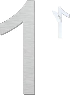 Self Adhesive House Numbers - 3 Inch Metal Stainless Steel Door Numbers Stickers for House Mailbox Apartment Hotel Courtyard - Silver(1)