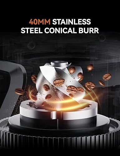 Miniatura 4 de Emojoy - Molinillo de café eléctrico, molinillo de granos de café con 30 ajustes de molienda, molinillo de café para uso doméstico, pantalla táctil