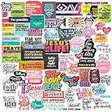 Christian Stickers for Water Bottles - 77 Inspirational Jesus Faith Stickers Pack with Bible Verse...