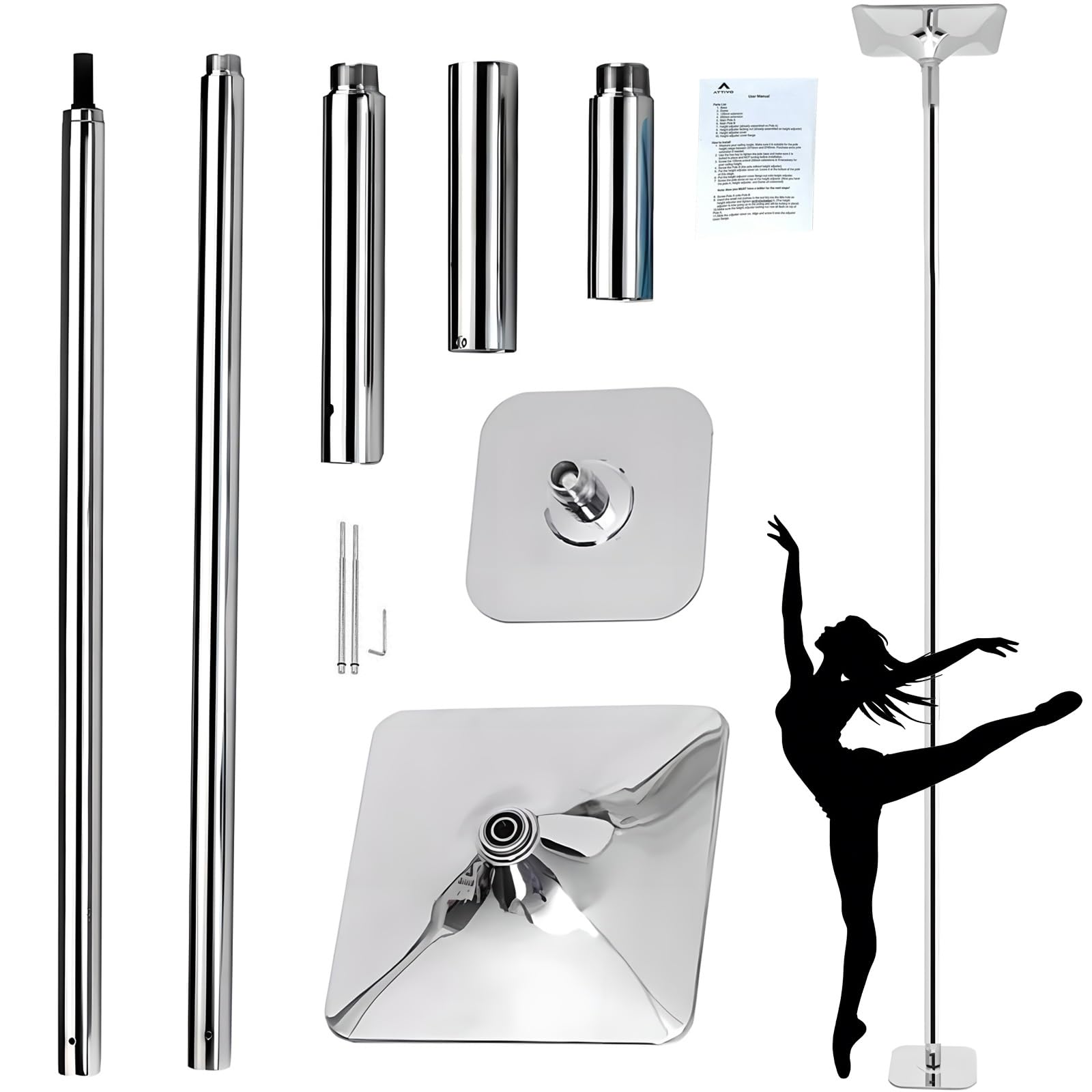 Barre de pole dance pour appartement kit complet réglable de 2,7 à 3,7 mètres
