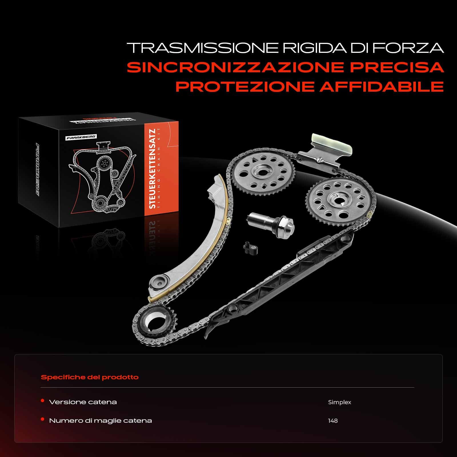Frankberg Kit catena di distribuzione | Compatibile con: 9-5 YS3G, Astra MK IV (G) Coupé T98, Insignia A Sports Tourer G09, Insegne A G09