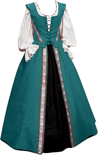 BOXIACEY Vestido rococó medieval renacentista de los años 1800 para mujer, vestido victoriano, vestido de baile renacentista