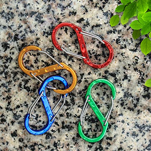 S Karabiner Klein Karabinerhaken Aluminium Schlüsselanhänger Mini Carabiner 20 Stück Für Camping/Angeln/Sport Im Freien (Bunt)