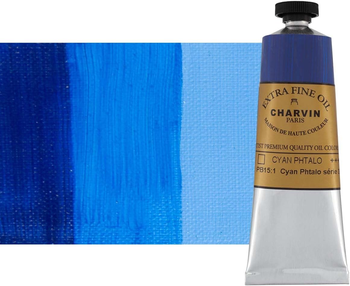 Extra Fine Oil Paint, Phthalo Cyan 60 mL - Triple-Milled, Rich Texture, Poppy Oil-Based, Light-Fast, Handmade, Archival Quality