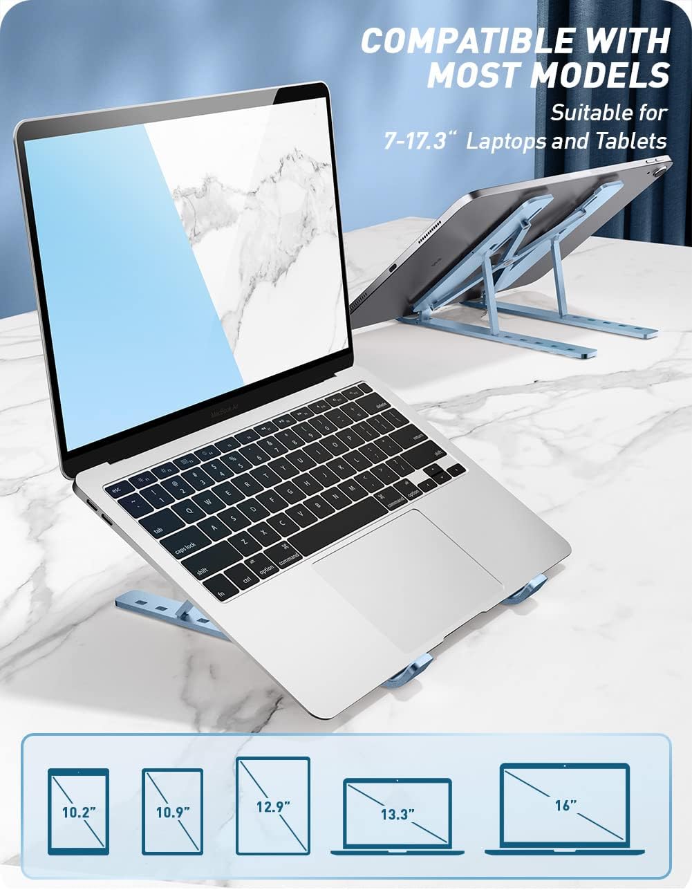 i-Blason Cosmo Laptop Stand, Adjustable Aluminum Alloy Laptop Riser Holder with Multi-Angle Stand Compatible with MacBook Pro/MacBook Air, 7-17.3" Laptops & Tablets (Ocean)