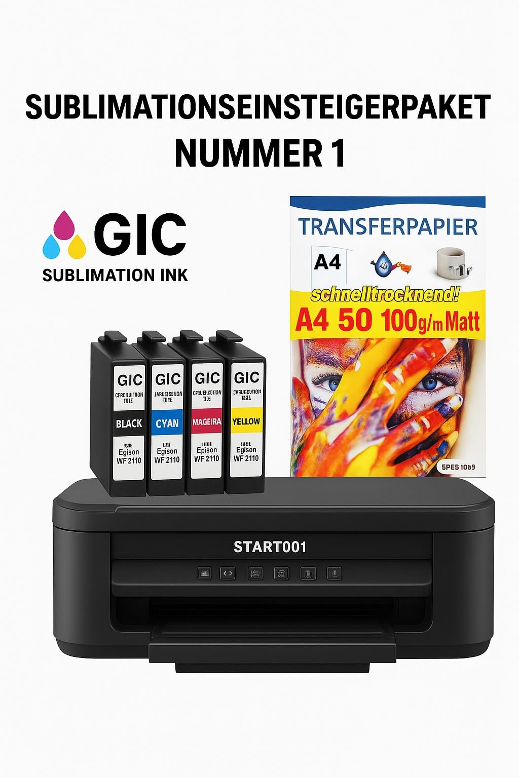 Dr. Inkjet A4 Sublimationsstarterpaket Start001 - Alles drin um loszulegen