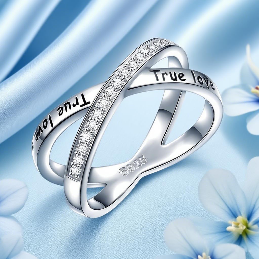 Purity Ring S925 Sterling Silver True Love Waits Infinity Criss Cross Rings for Women Lady