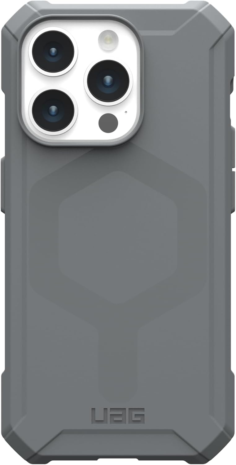URBAN ARMOR GEAR UAG Case [Updated Ver] Compatible with iPhone 15 Pro Case 6.1" Essential Armor Silver Built-in Magnet Compatible with MagSafe Charging Rugged Military Grade Protective Cover