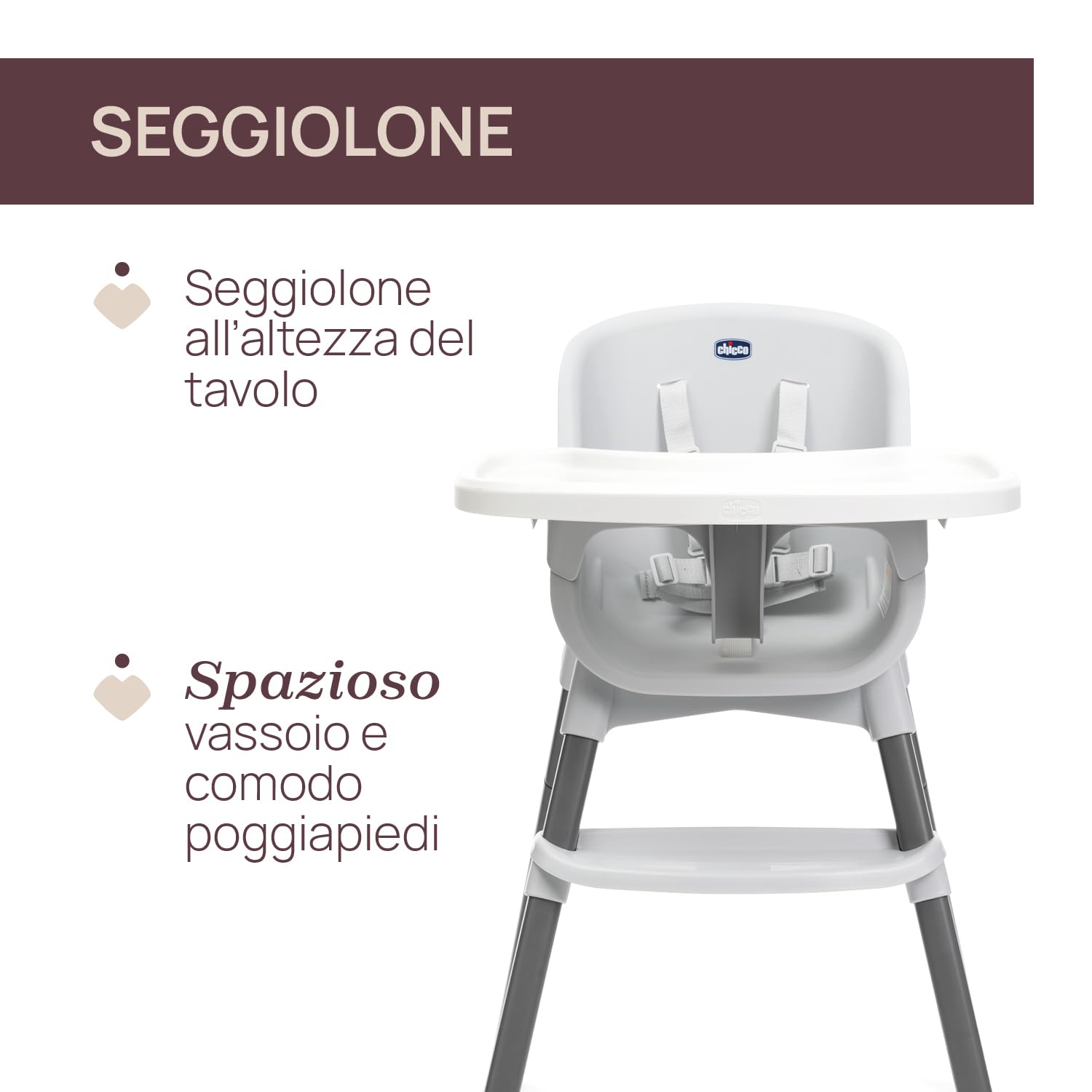 Chicco Zest Seggiolone Evolutivo Pappa per Bambini da 6 mesi a 40 Kg, Seggiolone con Seduta Lavabile, Cintura a 5 Punti e Vassoio Rimovibile, Chiusura Compatta, Leggero e con Ingombro Ridotto