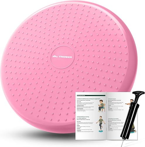 Miniatura 11 de Trideer Disco de equilibrio de núcleo con cojín oscilante, asiento flexible para aula primaria, asiento para meneo para niños sensoriales, negro