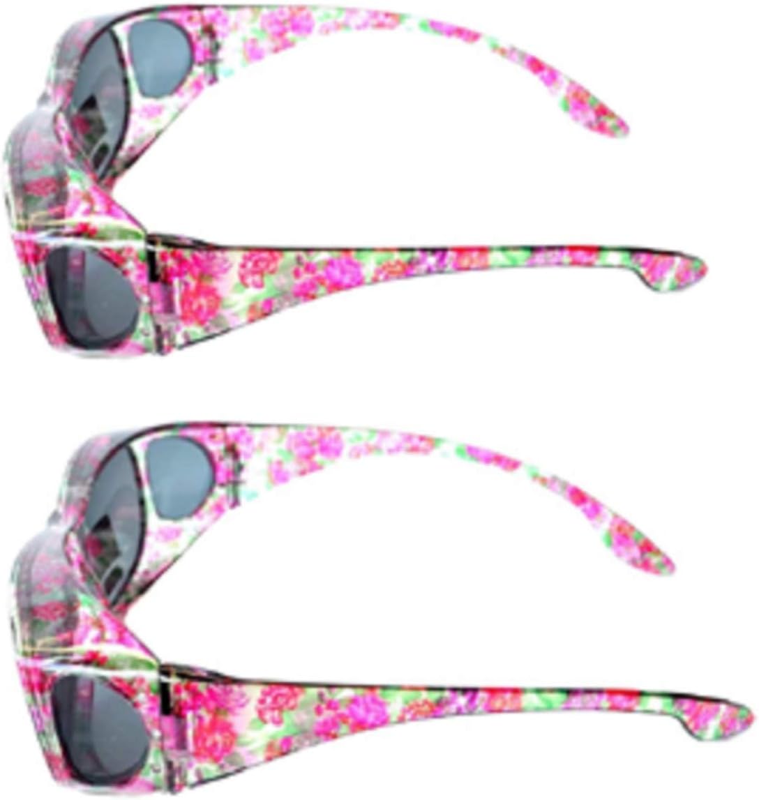 2 Pair Large High Definition Polarized Rhinestone Fit Over Reading Glasses Sunglasses Anti Glare Oval Rectangular
