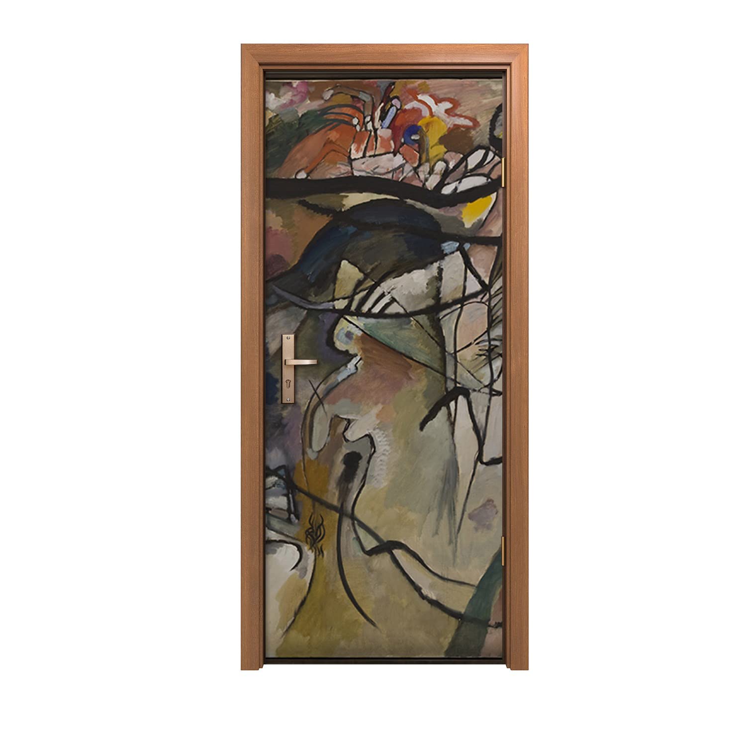 Autocollant de porte 90x200cm Kandinsky Composition V déco murale maison