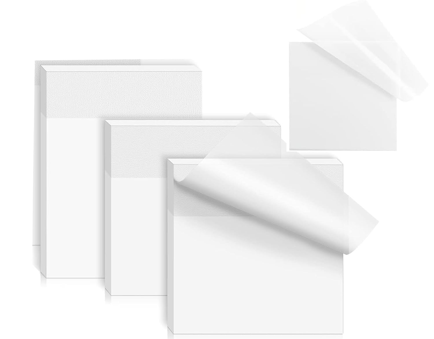 OFIXO Transparent (150 Pcs White Color 3×3 Inch) Self-Adhesive Sticky Notes, OFIXO Clear See Through Post for Planner Office School College Teacher Student Supplies