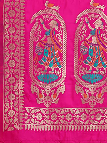 DEVANGI-Womens-Woven-Banarasi-Silk-Zari-DupattaChunni-Width-1-Meter-Length-25-Meter