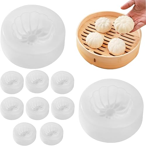 Miniatura 9 de 10 piezas de Baozi hechas a mano, estilo chino, antiadherente, relleno al vapor, molde para hacer bollos hechos a mano para hacer bollos para el