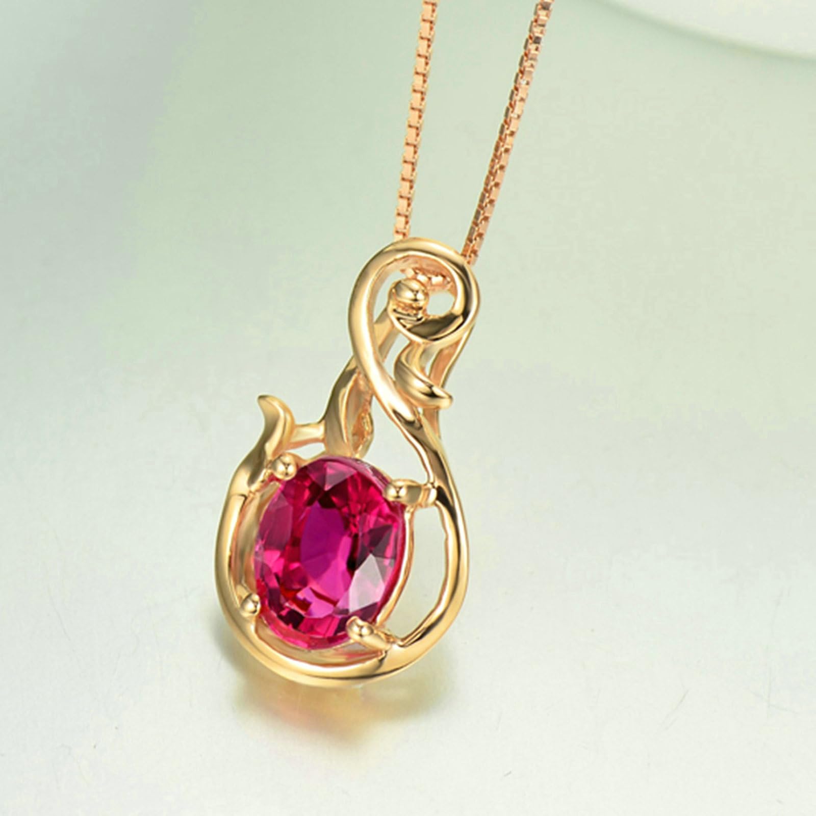 Łańcuszek damski z czerwonego złota, prawdziwe 750 585 375, zawieszka charms, nieskończoność z czerwonym turmalinem, 1,35 ct, łańcuszek damski, 45 cm, na wesele