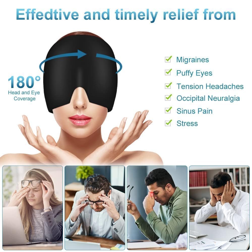 iYOGIzz Migraine Relief Cap with Hot & Cold Therapy | Thermax Gel Ice Head Wrap for Headache & Stress Relief | Reusable Cooling Migraine Cap for Men & Women | 360° Compression Comfort Hat 3