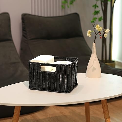 Vista 97 de HOONEX Cestas de almacenamiento de jacinto de agua, cestas de mimbre para organizar, cestas tejidas a mano con asas de transporte, juego de 2