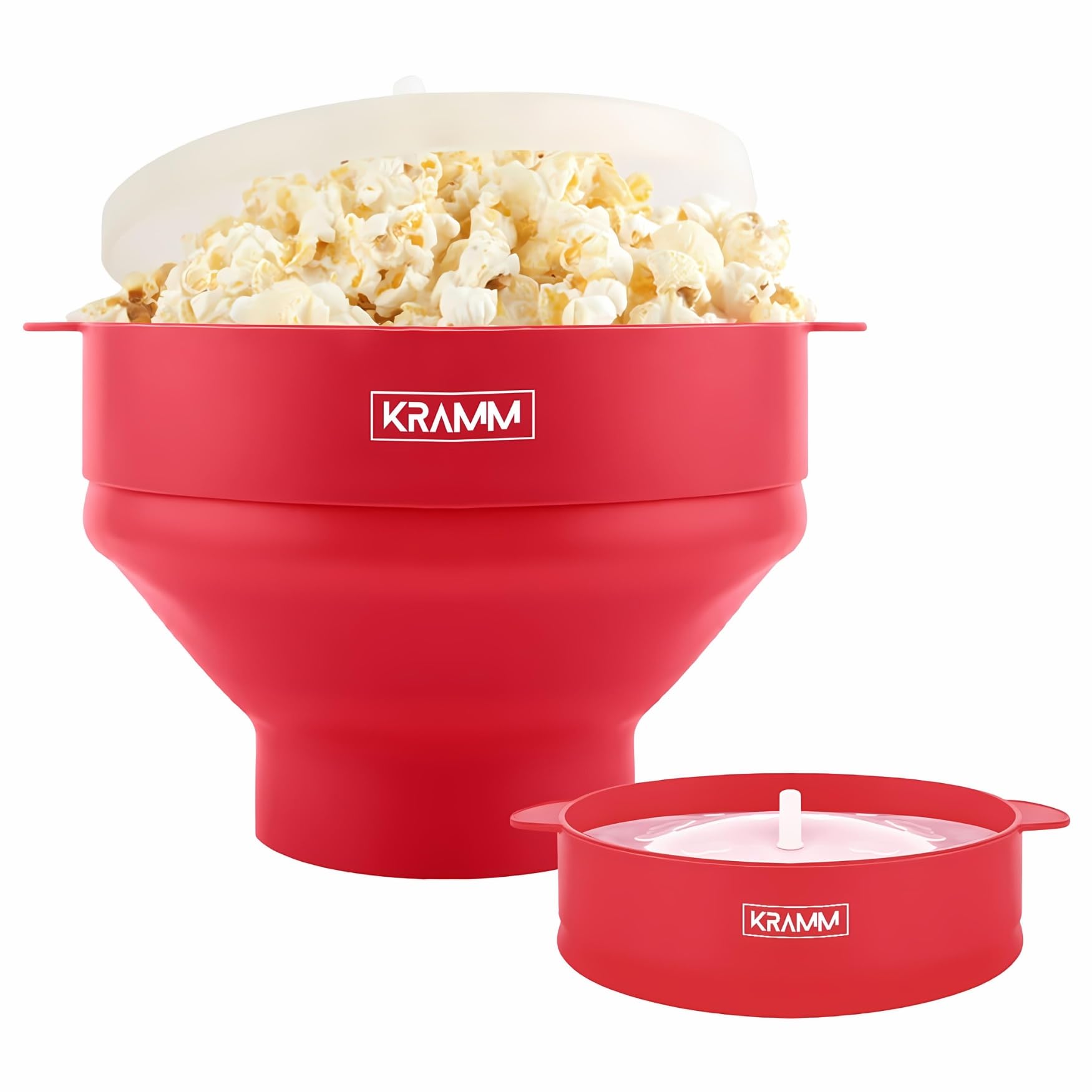 KRAMMSilicone Microwave Popcorn Popper | Popcorn Bowl - Collapsible Bowl with Lid, No Oil Required, BPA-Free, Heat Resistant, Dishwasher Safe - Perfect for Healthy Homemade Popcor