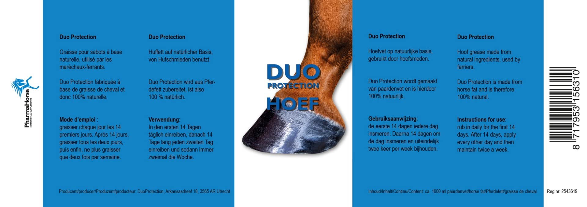 PharmaHorse Duo Protection HUF | Hufe | Lederwaren | 100% natürlich | Pferdefett | 1 L