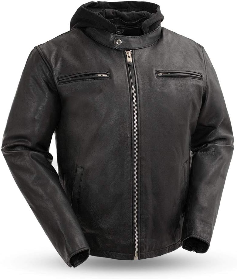 First Mfg CoStreet Cruiser - Men's Motorcycle Biker Riding Black Leather Jacket