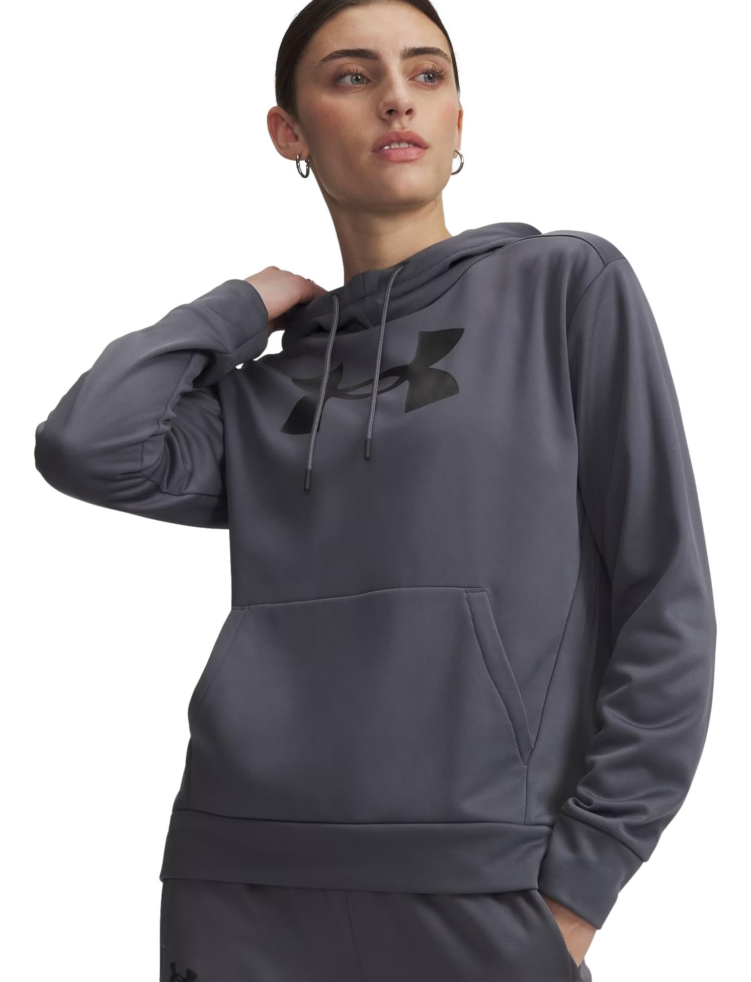 Under Armour Women's Fleece Big Logo Hoodie, Castlerock/Black, Large