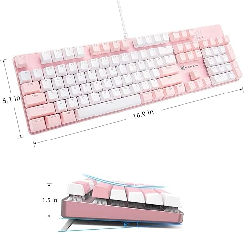 Miniatura 6 de Qisan Teclado mecánico 104 para juegos Teclado USB de gran tamaño con retroiluminación blanca para juegos con cable Diseño de EE. UU.