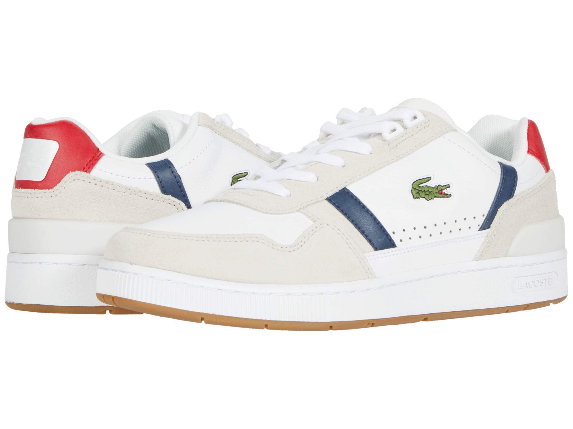 

                                                    Lacoste Men's T-Clip Sneaker, White/Navy/Red, 8
