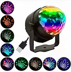 Globo de Luz LED RGB Giratório, Projeção Multicolorida, USB, Portátil, Ideal para Festas e Eventos